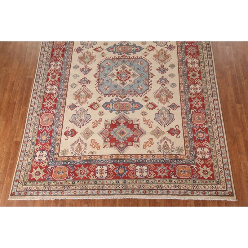 Geometric Kazak Oriental Area Rug Hand-Knotted Traditional Wool Carpet - 8'5"x 11'4"
