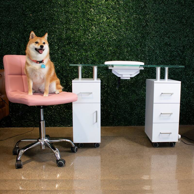 Manicure Table GLASGLOW WHITE Salon Nail Table Salon Furniture - N/A