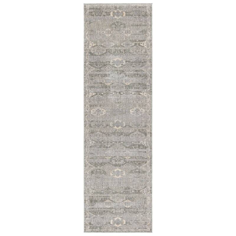 Merrick Trellis Gray/ Beige Area Rug - 3' x 10' - Runner