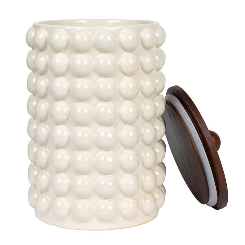 Stoneware Canister with Raised Dots and Lid