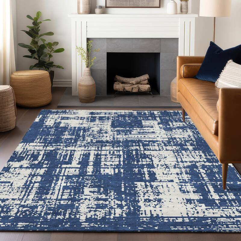 Machine Washable Indoor/ Outdoor Chantille Solid Abstract Rug