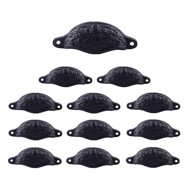 Black Cabinet Cup Bin Pull Wrought Iron 4.5 W x 1.5 H Pack of 12 Renovators Supply