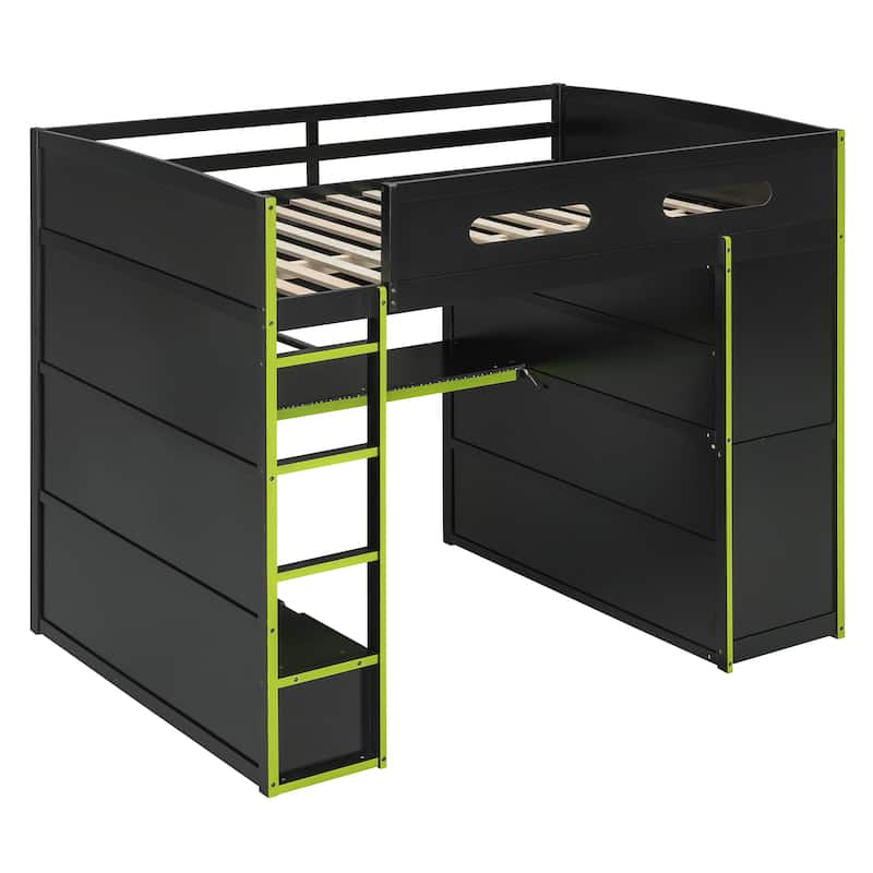 Ultimate Gamer’s Loft Bed with Desk, Storage, and RGB LED Lights by Harper&Bright Designs