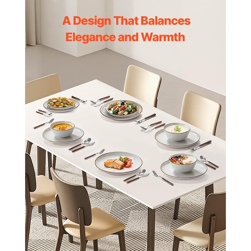 Space Saving Ceramic Dinnerware Set Dishwasher Safe Plates and Bowls