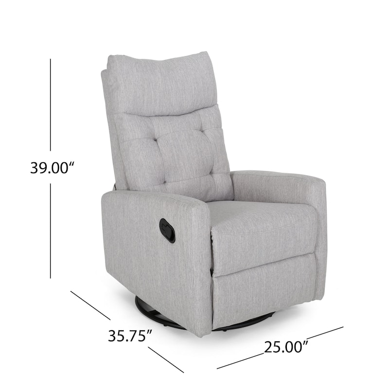 Manual Glider Swivel Recliner Chair, Tufted Split Design, Light Gray