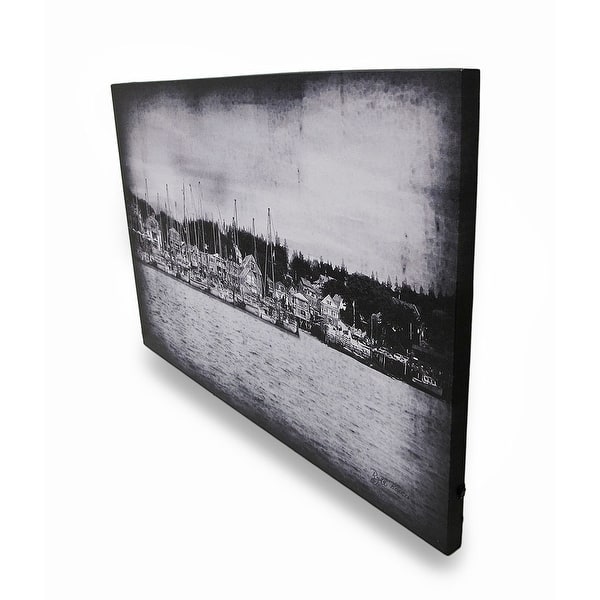 Shop Lighted Harbor Flickering Lights Led Black White Canvas Wall