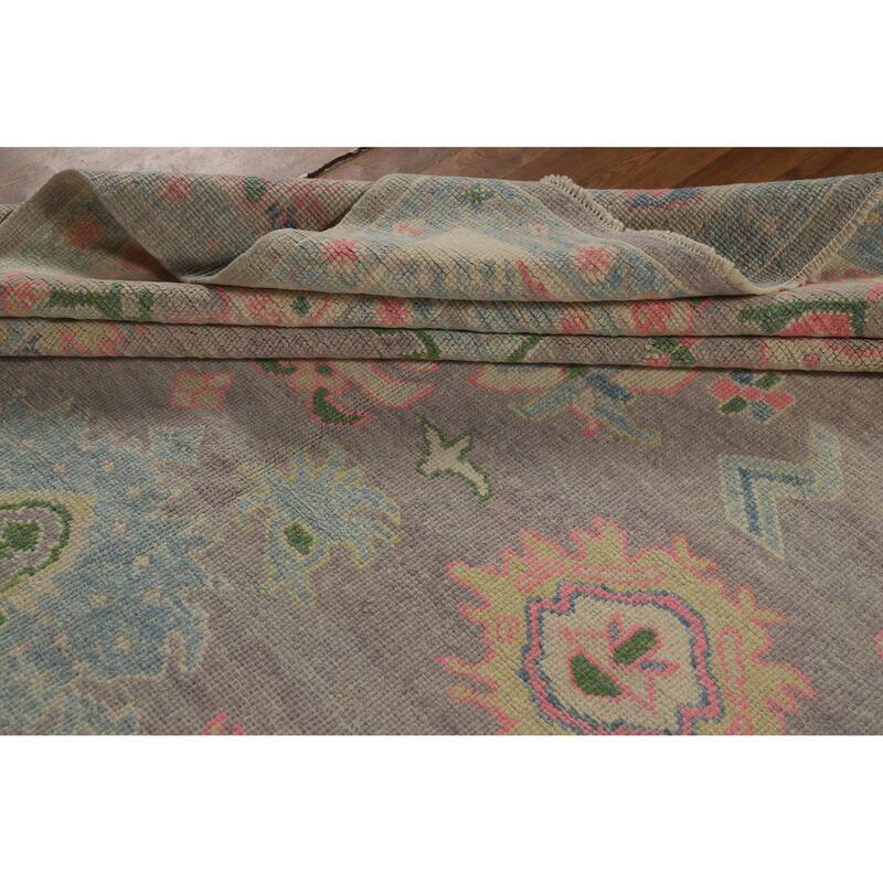 Hand Knotted Oriental 100% Wool Carpet Transitional All-Over Purples Oushak Area Rug - 10' 8'' X 8' 1''