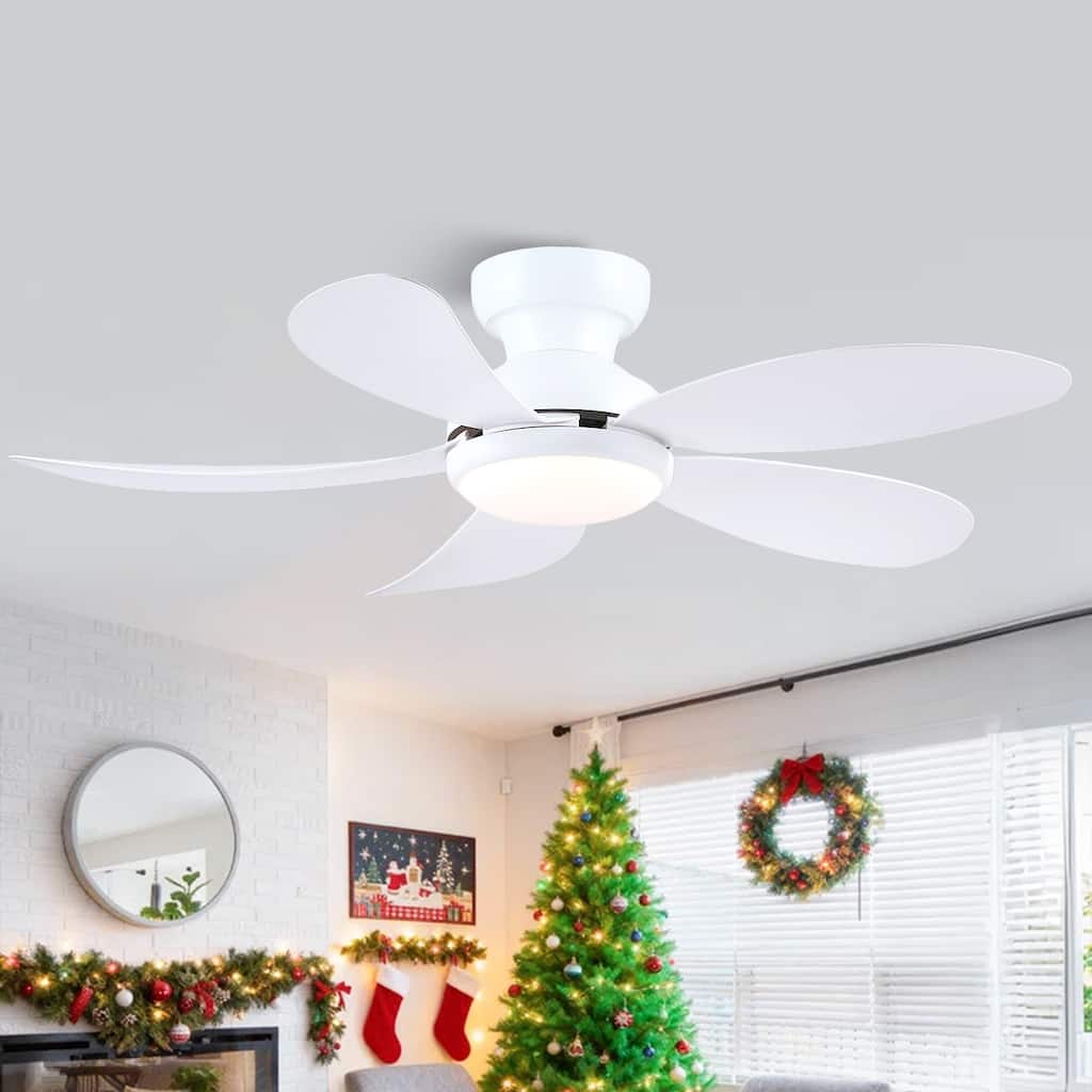 42" Low Profile Modern Ceiling Fan with Light,5 ABS Blades