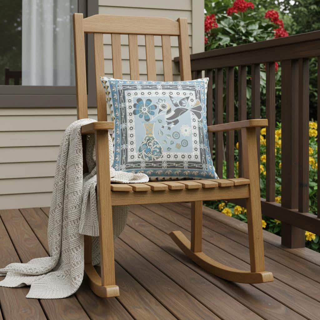 HomeRoots 26" x 26" Blue and White Peacock Blown Seam Floral Indoor Outdoor Throw Pillow - 26.00' X '5.00' X '26.00