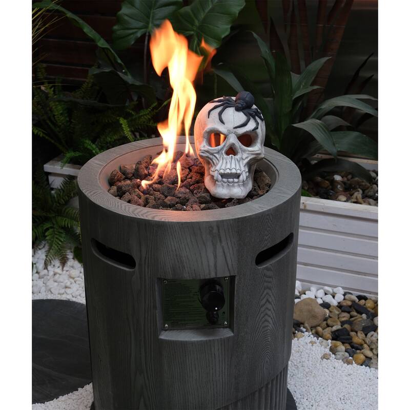 20 in. W x 20 in. D x 26 in. H Round Gas Burning Outdoor Fire Pit in Antique Dark Grey -  Antique Dark Grey - Natural Gas