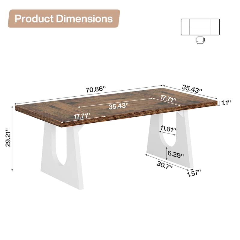70.9 Inches Executive Desk Rectangular Computer Office Desk with Large Desktop
