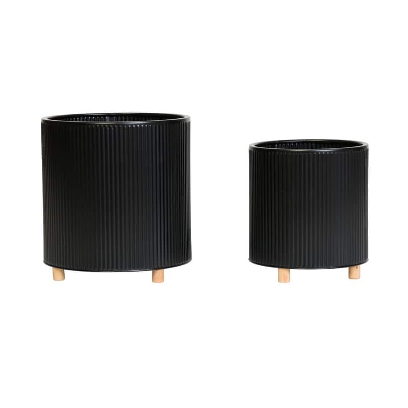 2-Piece Modern Metal Planter Pot With Peg Base