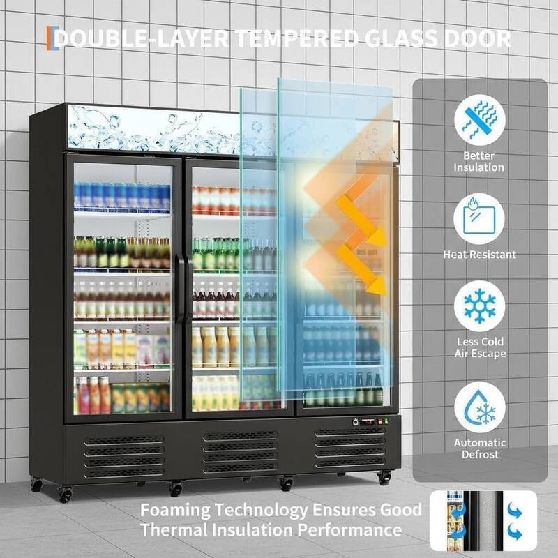 3 Glass Door Display Refrigerator, 54.3 Cu.Ft.