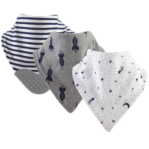 slide 1 of 1, Yoga Sprout Baby Boy Cotton Bandana Bibs 3pk, Moon, One Size - Moon 3-Pack - One Size One Size - Moon 3-Pack