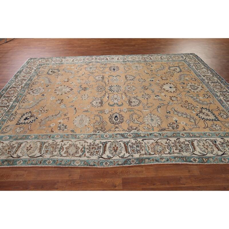 Floral Tabriz Vintage Persian Area Rug Hand-Knotted Wool Carpet - 7'5" x 10'9"
