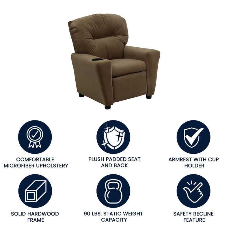 Contemporary Kids Recliner with Cup Holder