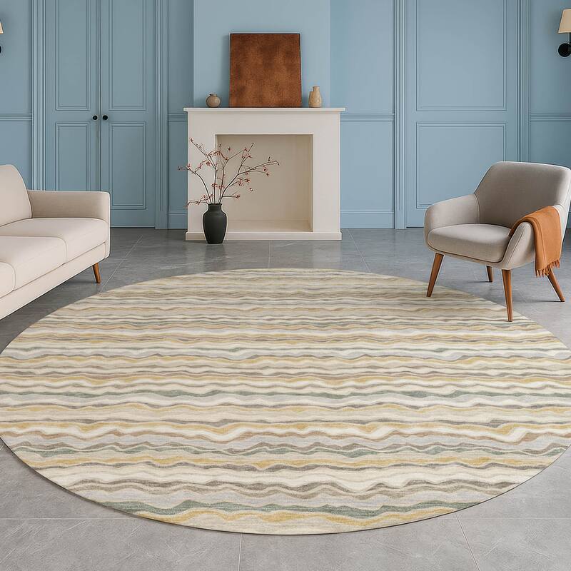 Machine Washable Indoor/ Outdoor Ziggy Stripe Chantille Rug