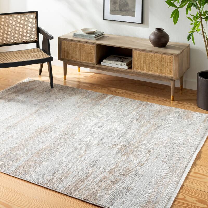 Livabliss Obsession Modern Abstract Area Rug - 7' 10" x 10' - Light Grey/Tan
