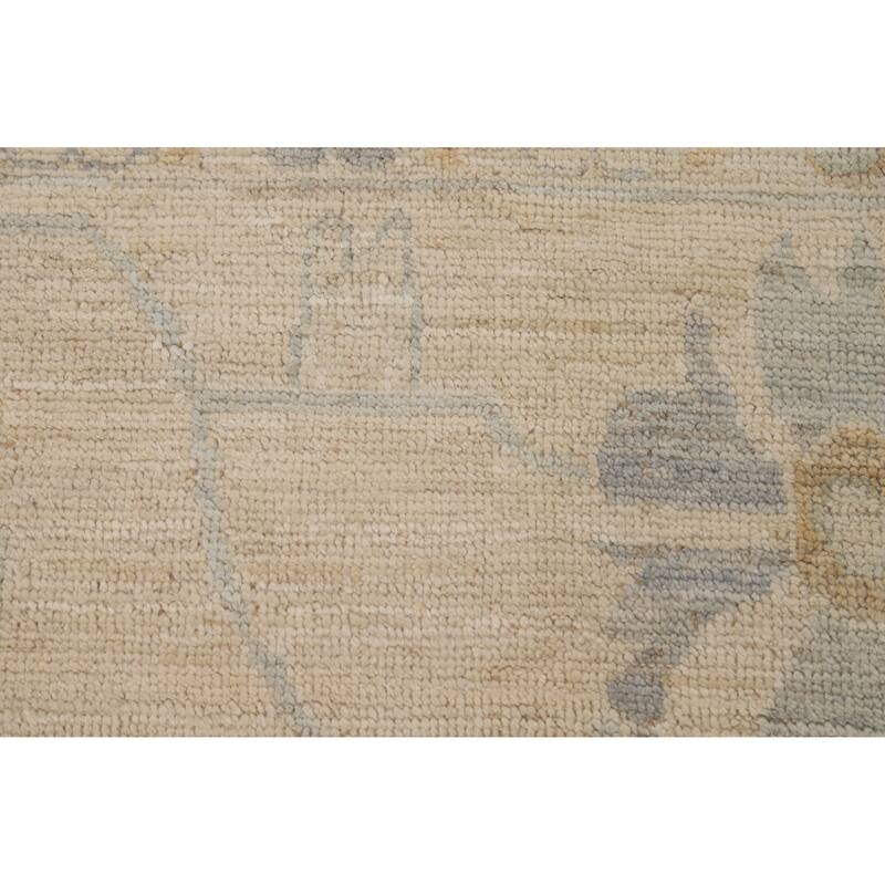 Vegetable Dye Blue Oushak Turkish Large Rug Hand-Knotted Wool Carpet - 10'2"x 13'8"