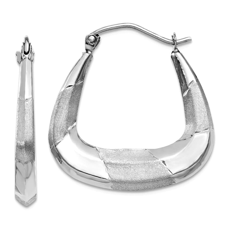 Curata 14k Yellow or White Gold 23x5mm Satin Polished Rectangular Hoop Earrings - White Gold
