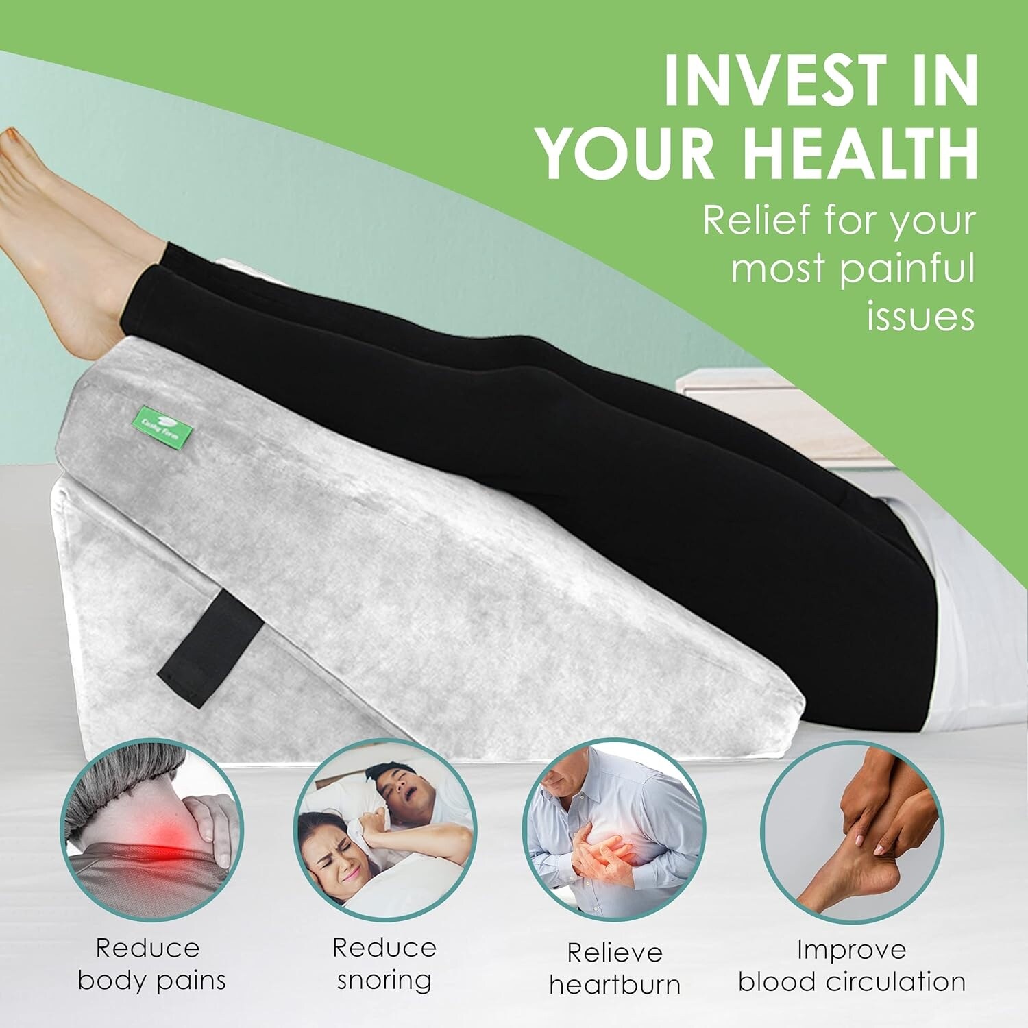 Memory Foam Wedge Pillow for Sleeping Reading Post Surgery Leg Elevation Triangle Pillow with Washable Cover White Soft Standard Single