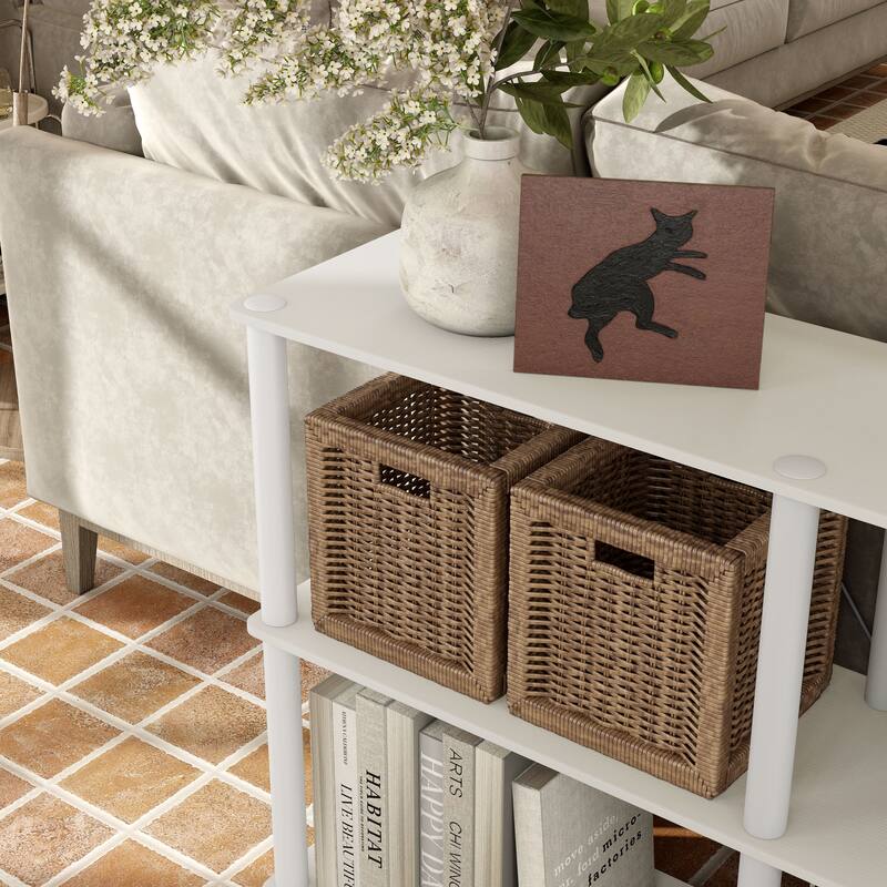 DH BASIC Modern Wood Shelving Unit with storage - Tier Shelves, Cube Ladder Shelf by Denhour