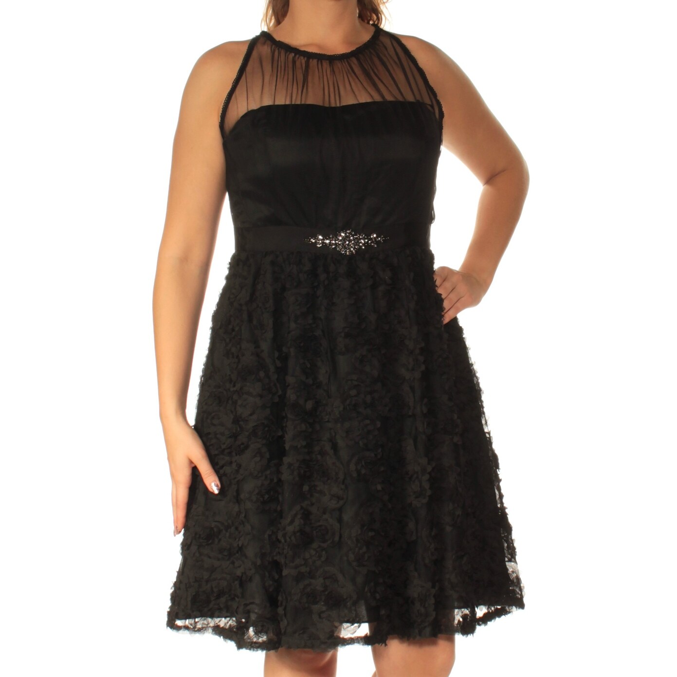 black embellished evening dress