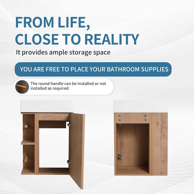 BNK 16/18 Inch Single Sink Bathroom Vanity with Soft Close Door