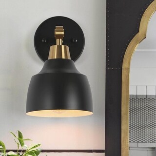 Malryn Modern Black Gold Linear Bathroom Vanity Light Dome Wall Sconce for Powder Room