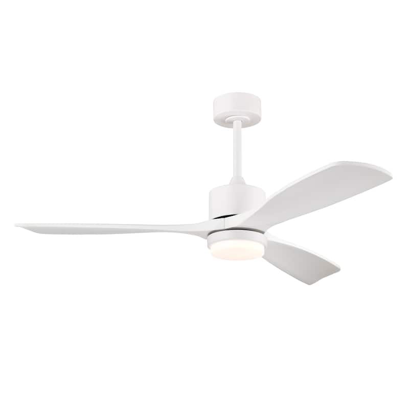 Tariq 52-inch Solid Wood and Metal Lighted Ceiling Fan with LED Lighting - White-White