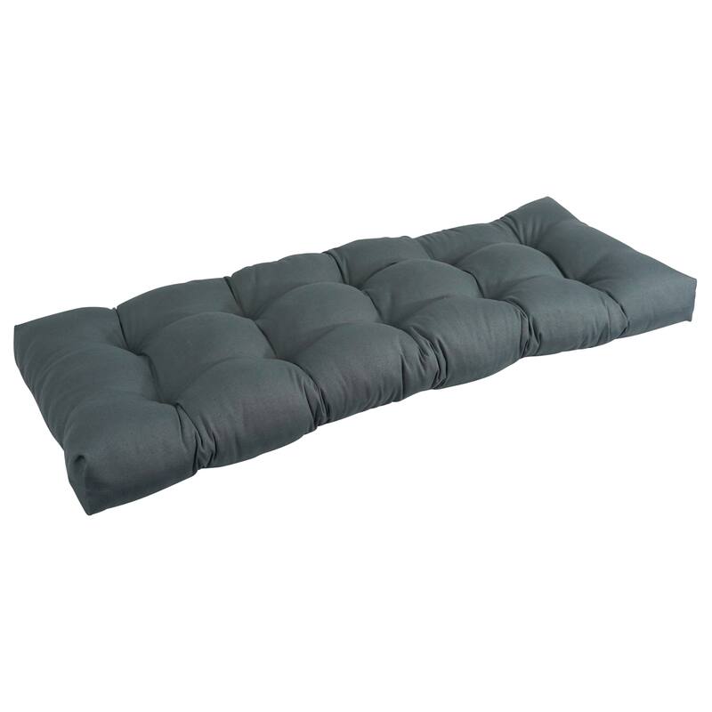 Solid Twill Tufted Indoor Bench Cushion (Multiple widths from 42 to 60 inch) - 51" wide - Steel Grey