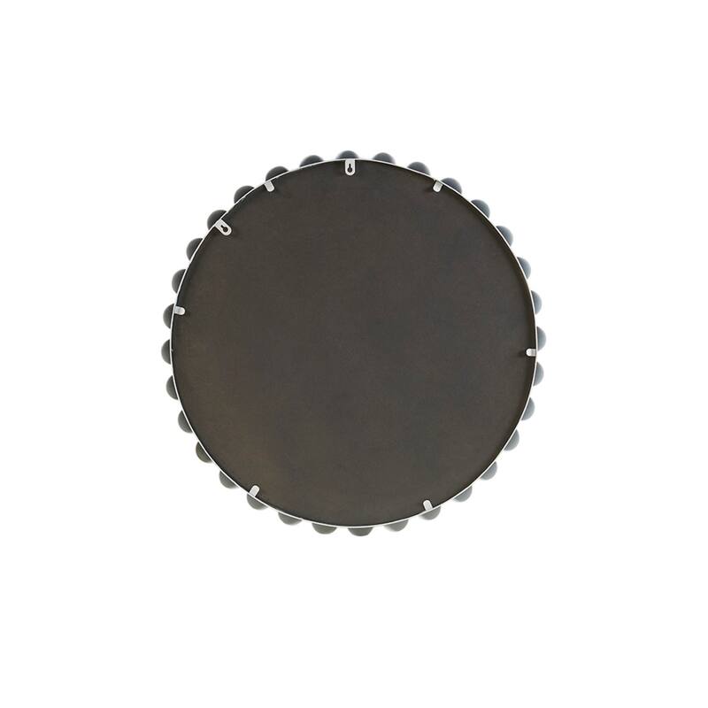 Roomfitters 27-Inch Beaded Round Wall Mirror, Metallic Iron Frame Decorative Glam Accent Mirror for Living Room