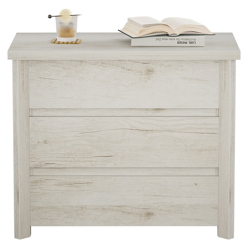 Oversized 3-Drawer Wood Nightstand, Large Storage Night Stand for Bedroom