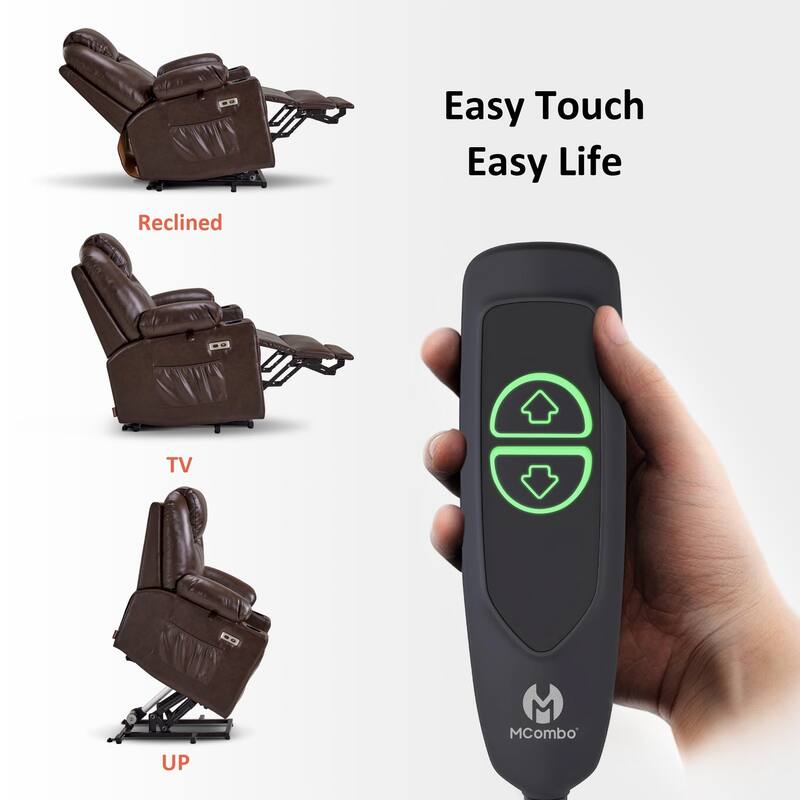 MCombo Small Power Lift Recliner Chair with Massage and Heat for Elderly, 3 Positions and USB Ports Faux leather 7141