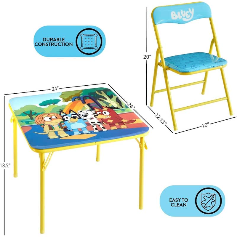 Bluey Kids Table and Chair Set 3 Piece Folding Activity Set 
