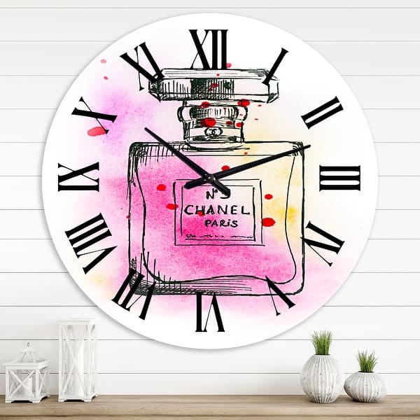 Designart 'Perfume Chanel Five IV' French Country wall clock - On Sale -  Bed Bath & Beyond - 33885244