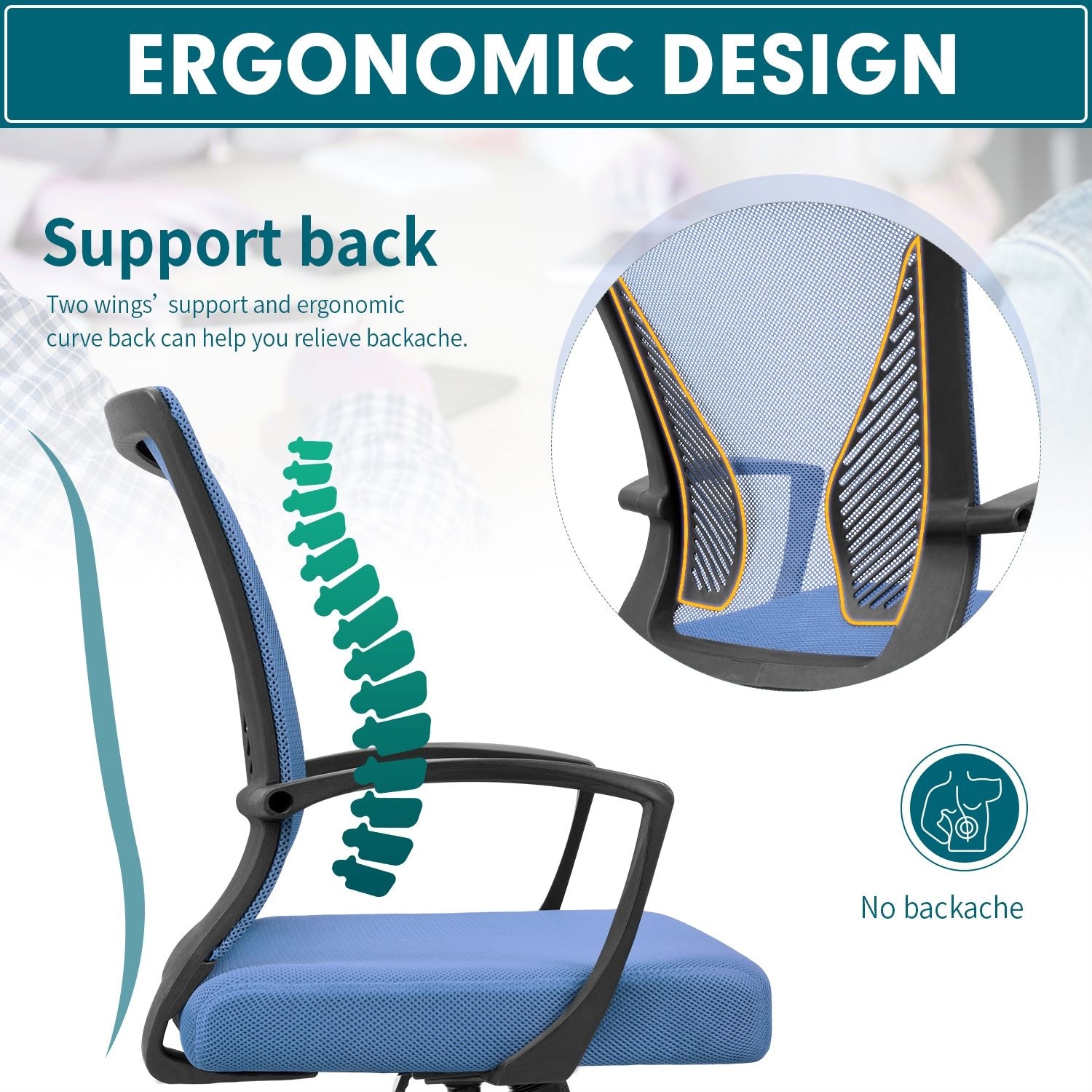 Ergonomic Office Chair with Lumbar Support Computer Chair