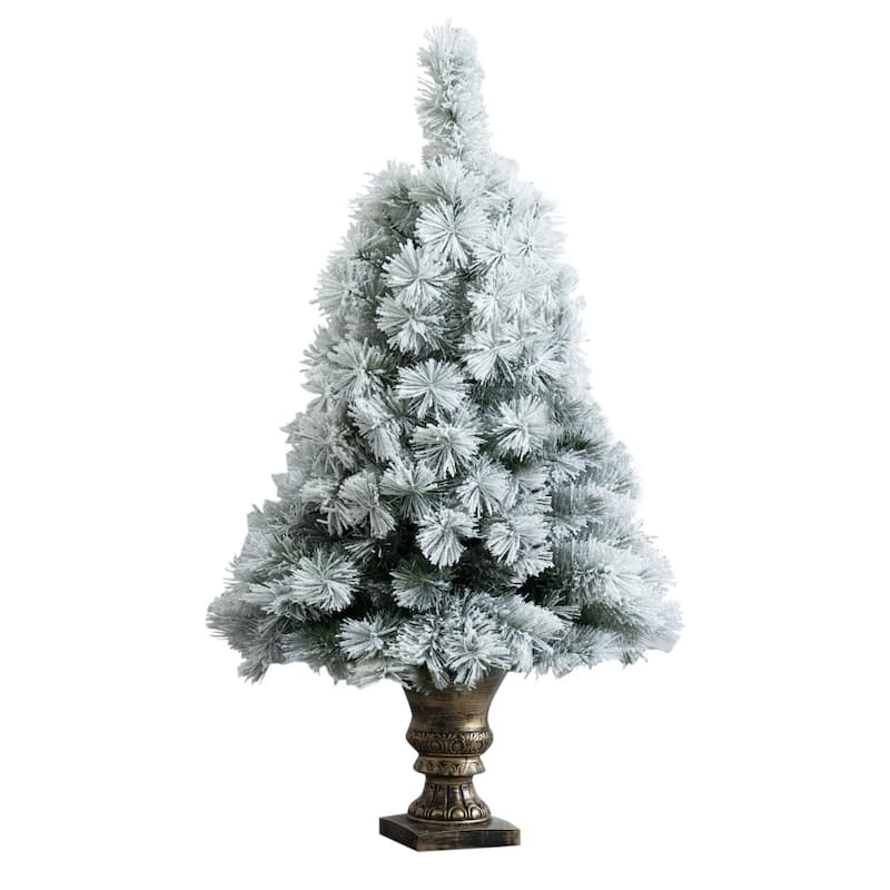 4FT White Artificial Pine Needle & PVC Festive Decor Christmas Tree