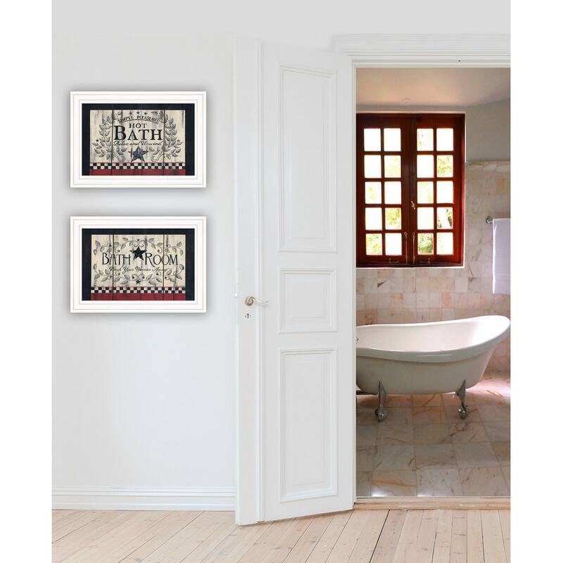 TrendyDecor4U Farmhouse "Hot Bath" 2-Piece Vignette by Linda Spivey - Earthtone