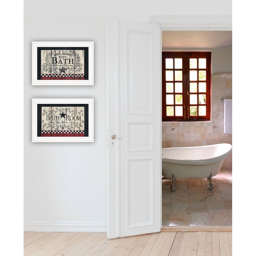 TrendyDecor4U Farmhouse "Hot Bath" 2-Piece Vignette by Linda Spivey - Earthtone