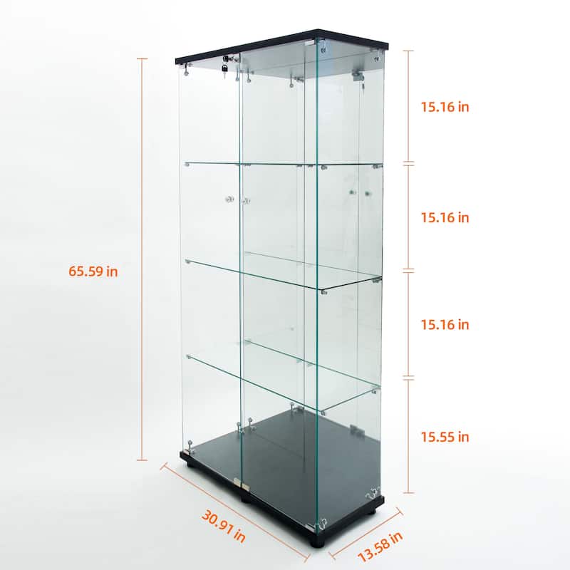 Glass Display Cabinet,Liquor Cabinet,File Cabinet,With Bluetooth Led Strip Light,Lock On The Door,Back Panel Is Mirror