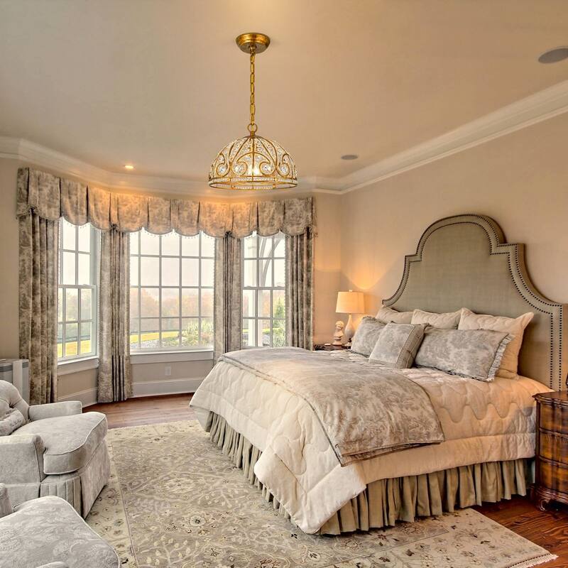 Ennu Retro Antique Sphere Crystal Chandelier Adjustable Dining Room Chandelier - Brass