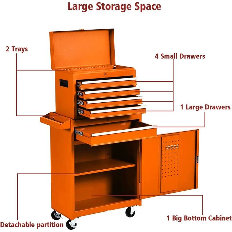 Rolling Tool Chest with Wheels Garage Storage Cabinet Tool Box