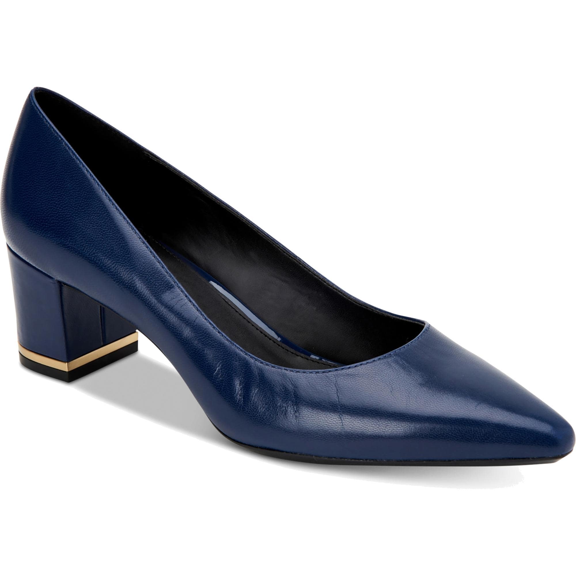 navy leather pumps