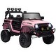 preview thumbnail 1 of 7, 12V Kids Electric SUV Ride-On Car with Remote, Bluetooth, Shock Absorption & Adjustable Speeds - Pink Pink