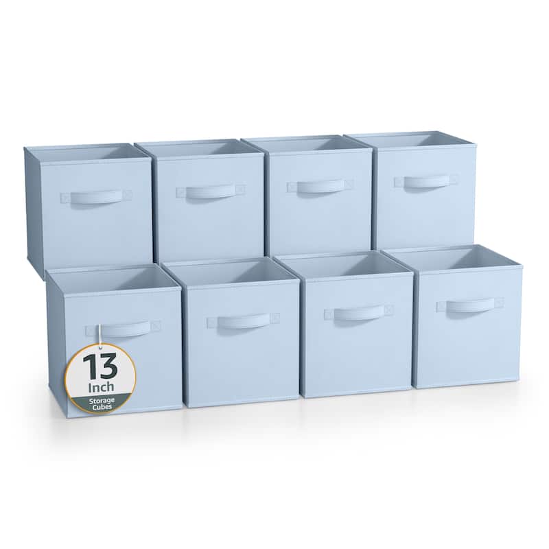 Sorbus Fabric Storage Bins 13" Foldable Cubes Multicolored With Handles For Pantry, Cubbies, Toy And Closet Organization- 8Pk - Pastel Blue