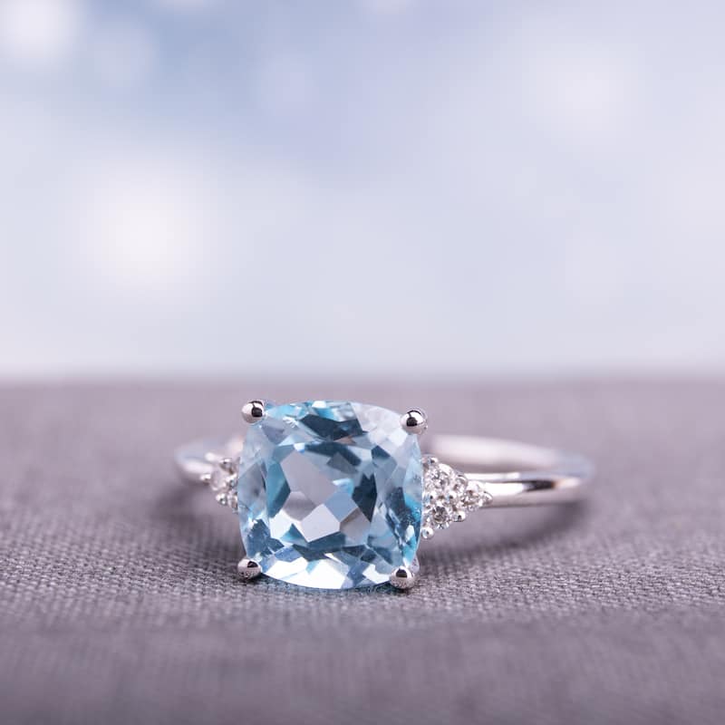Miadora 10k White Gold Sky Blue Topaz and Diamond Accent Fashion Ring