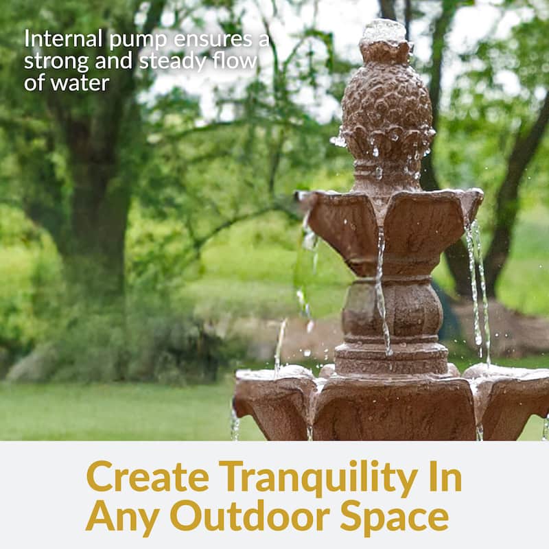 Sunnydaze 4-Tier Pineapple Outdoor Water Fountain - 52" H