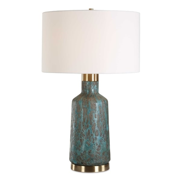 slide 2 of 5, Uttermost Dauphine Cracked Teal Table Lamp - N/A