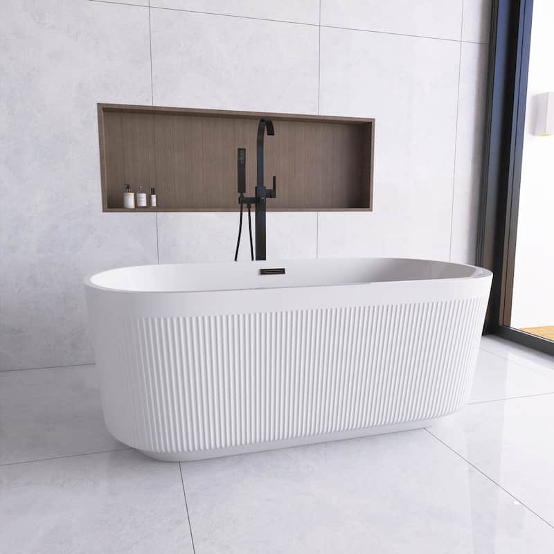 Acrylic Freestanding Flatbottom Soaking Bathtub